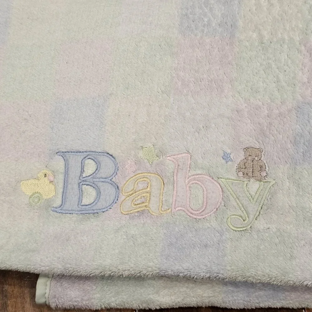 Baby Connection BABY Blanket Checkered Pastel Fleece Unisex‎ Boy Girl